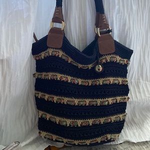 The Sak Navy Crocheted with Colorful Ribbons.  EUC